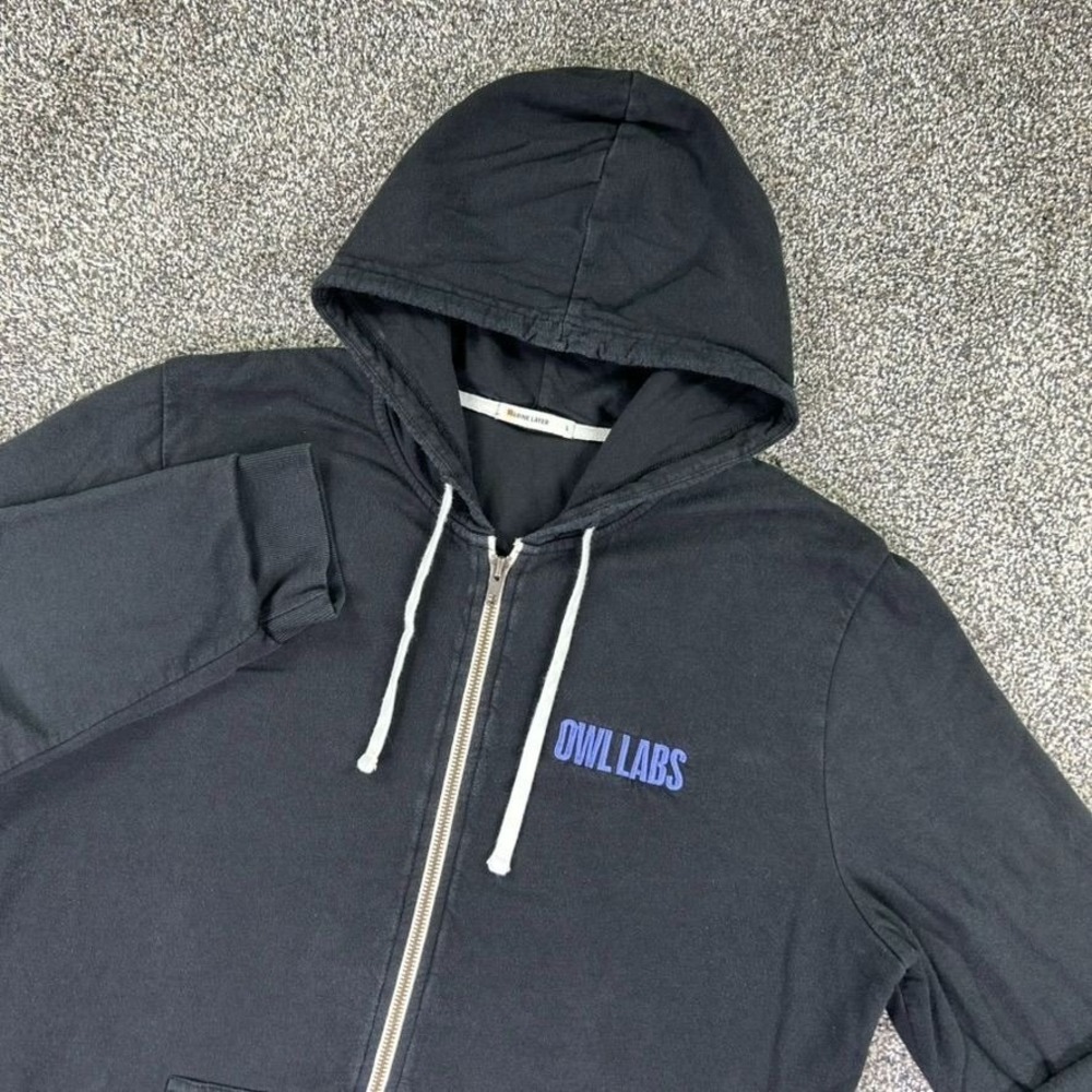 Marine Layer Owl Labs‎ Black Full Zip Hoodie Mens Large Casual Workwear Outdoors